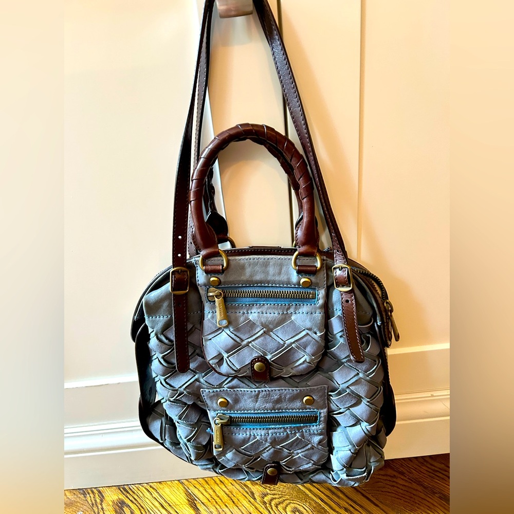 Stylish Woven Gray and Brown Shoulder Bag
